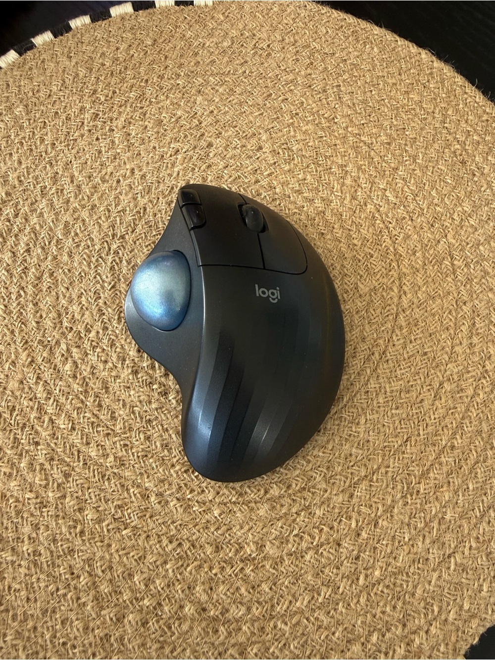Logitech Black Trackball Mouse with Blue Ball